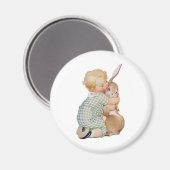 Vintag Ostern, Niedliches Junge Kind mit sonniger  Magnet (Vorderseite/Rückseite)
