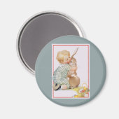 Vintag Ostern, Niedliches Junge Kind mit sonniger  Magnet (Vorderseite/Rückseite)