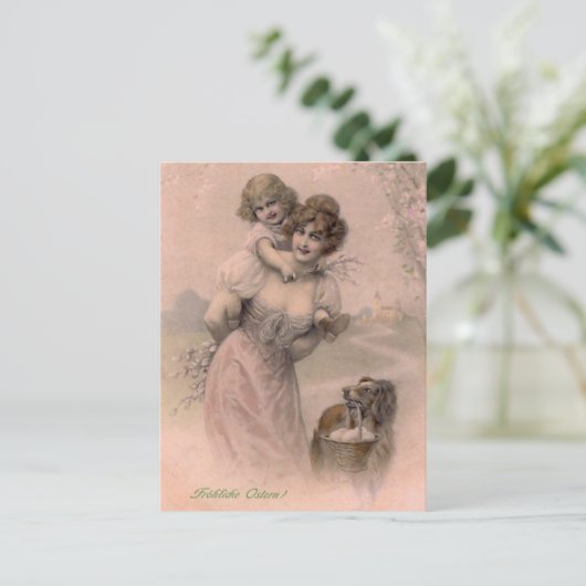 Vintag Ostern Postkarte (Stehend Vorderseite)