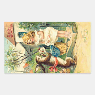 Vintag: Ostern - Rechteckiger Aufkleber