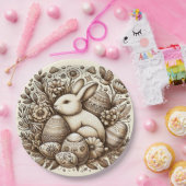 Vintag Ostern Sonnige Blume & Eier 1. Geburtstag Pappteller (Party)