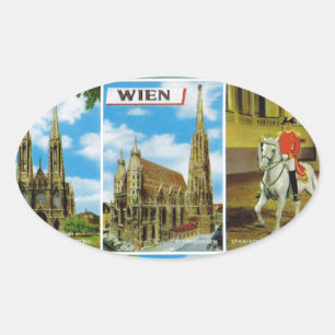 Vintag Österreich, Wien, Wien, Wien, Multiview Ovaler Aufkleber