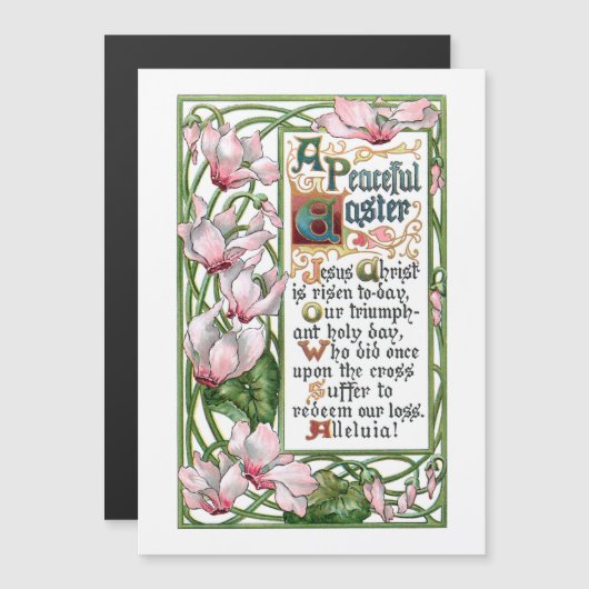 Vintag Osterreligiöses Hymn und Cyclamen Magnetkarte (Vorne/Hinten)