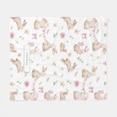 Vintag Osterrosa Kaninchenmuster Fleecedecke (Vorderseite (Horizontal))