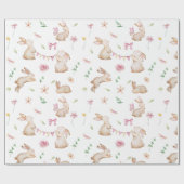 Vintag Osterrosa Kaninchenmuster Geschenkpapier (Flach)