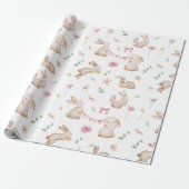 Vintag Osterrosa Kaninchenmuster Geschenkpapier (Ungerollt)