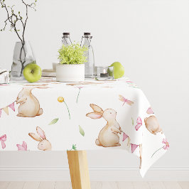 Vintag Osterrosa Kaninchenmuster Tischdecke