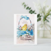 Vintag Osterskick Bouquet Basket Postkarte (Stehend Vorderseite)