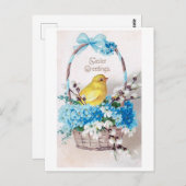 Vintag Osterskick Bouquet Basket Postkarte (Vorne/Hinten)