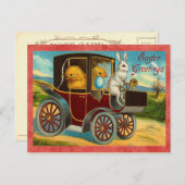 Vintag Ostersonnige Autofahrt Feiertagspostkarte (Vorne/Hinten)