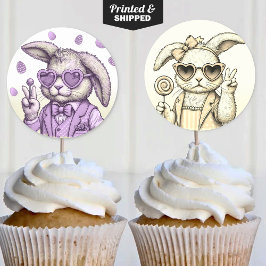 Vintag Ostersonniger Cupcake Topper Runder Aufkleber