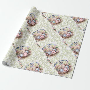 Vintag Ostertaube Blume Eier. Geschenkpapier