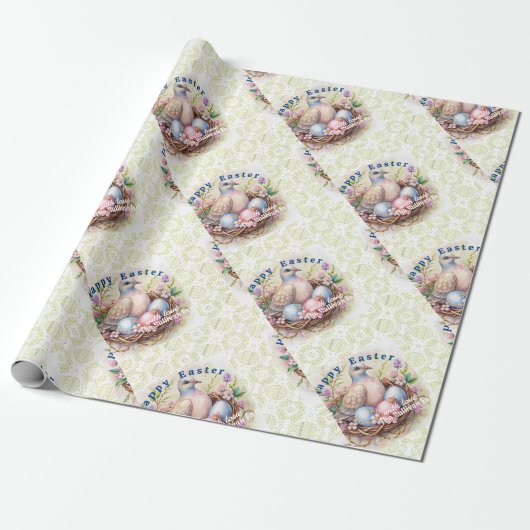 Vintag Ostertaube Blume Eier. Geschenkpapier (Ungerollt)