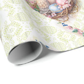 Vintag Ostertaube Blume Eier. Geschenkpapier (Rolleneckpunkt)