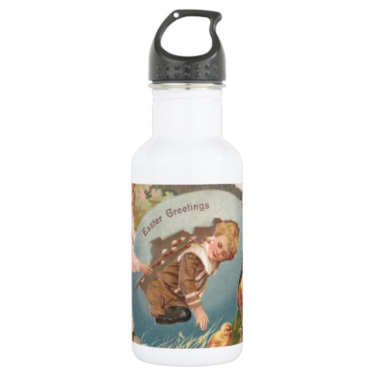 Vintag-OsterViktorianische Girl & Boy Edelstahlflasche (Vorderseite)