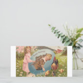 Vintag-OsterViktorianische Girl & Boy Feiertagskarte (Stehend Vorderseite)