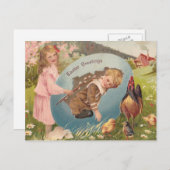 Vintag-OsterViktorianische Girl & Boy Feiertagspostkarte (Vorne/Hinten)
