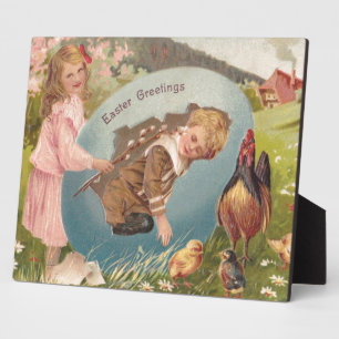 Vintag-OsterViktorianische Girl & Boy Fotoplatte