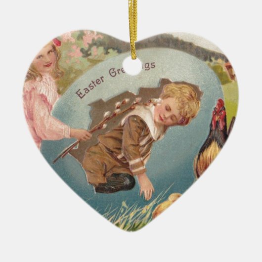Vintag-OsterViktorianische Girl & Boy Keramik Ornament (Vorne)