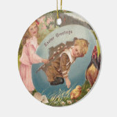 Vintag-OsterViktorianische Girl & Boy Keramikornament (Links)