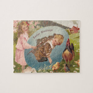 Vintag-OsterViktorianische Girl & Boy Puzzle