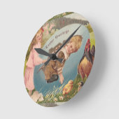 Vintag-OsterViktorianische Girl & Boy Runde Wanduhr (Winkel)