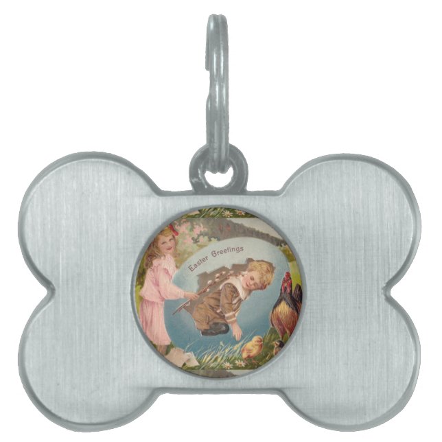 Vintag-OsterViktorianische Girl & Boy Tiermarke (Vorderseite)