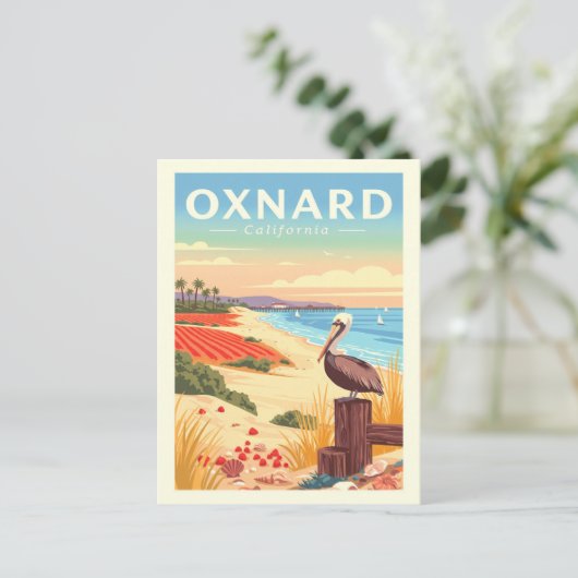 Vintag Oxnard California Postkarte (Stehend Vorderseite)