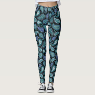 Vintag Paisley Beautiful Blue Aquamarin Leggings