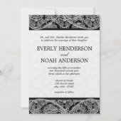 Vintag Paisley Black Damask Hochzeiten Einladung (Vorderseite)