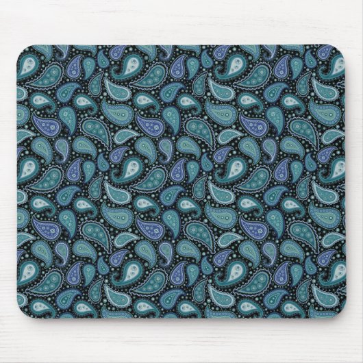 Vintag Paisley Blue Aquamarin Floral Mousepad (Vorne)