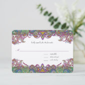 Vintag Paisley Honeysuckle Damask Wedding UAWG RSVP Karte (Stehend Vorderseite)