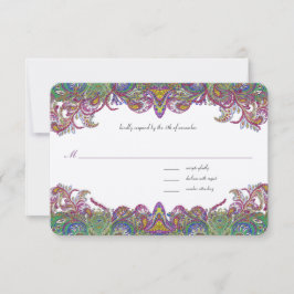 Vintag Paisley Honeysuckle Damask Wedding UAWG RSVP Karte