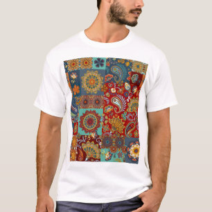 Vintag Paisley Mandala Colorful Patchwork T-Shirt