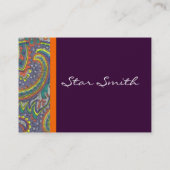 Vintag Paisley Orange und Plum Visitenkarte (Rückseite)