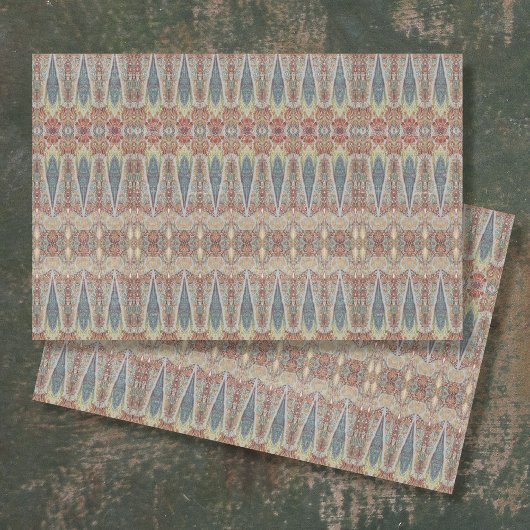 Vintag Paisley Pattern Blue Red Gray Decoupage Seidenpapier