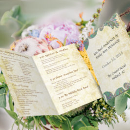 Vintag Paisley Peacock Colors Wedding Program