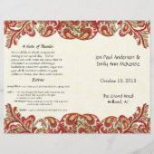 Vintag Paisley Peacock Red Wedding Program (Vorderseite)