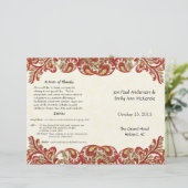 Vintag Paisley Peacock Red Wedding Program (Stehend Vorderseite)