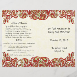 Vintag Paisley Peacock Red Wedding Program