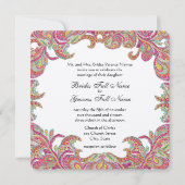 Vintag Paisley Pink, Himbeere und Limone Hochzeite Einladung (Vorderseite)