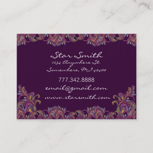 Vintag Paisley Pink und Raspberry Visitenkarte (Vorderseite)