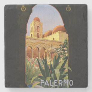 Vintag Palermo Italy Poster Steinuntersetzer