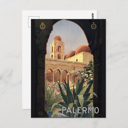 Vintag Palermo Sizilien Tourismus Reisen Postkarte (Vorne/Hinten)