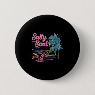 Vintag Palm Tree Beach Vibes Retro Salty Summer S Button