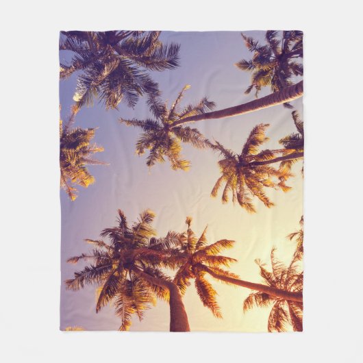 Vintag Palm Trees Blue Sky Fleecedecke (Vorderseite)
