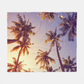 Vintag Palm Trees Blue Sky Fleecedecke (Vorderseite (Horizontal))