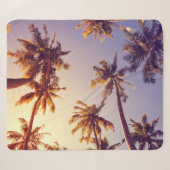 Vintag Palm Trees Blue Sky Sherpadecke (Vorderseite (Horizontal))