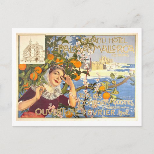 Vintag Palma de Mallorca Hotel Advertising Postkarte (Vorderseite)