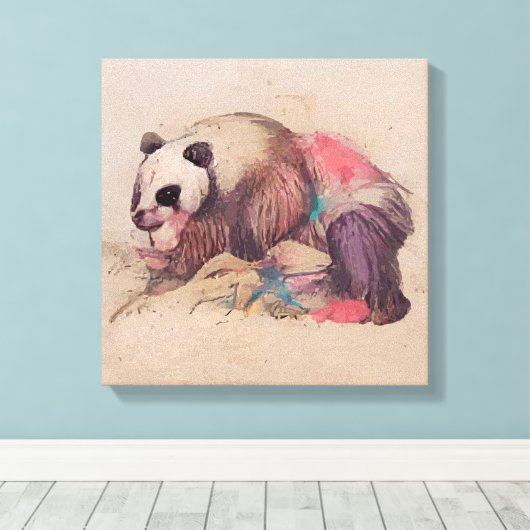 Vintag Panda Leinwanddruck (Insitu (Holzboden))
